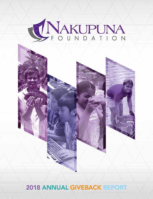 Our Reports 7 Nakupuna foundation's 2018 annual report cover image, which is used on the community impact and our reports pages.