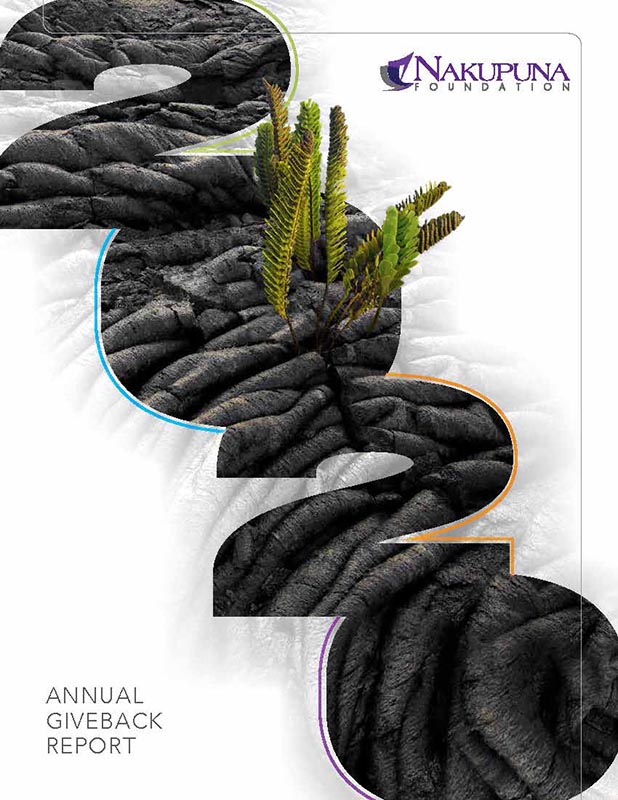 Our Reports 5 Nakupuna foundation's 2020 annual report cover image, which is used on the community impact and our reports pages.
