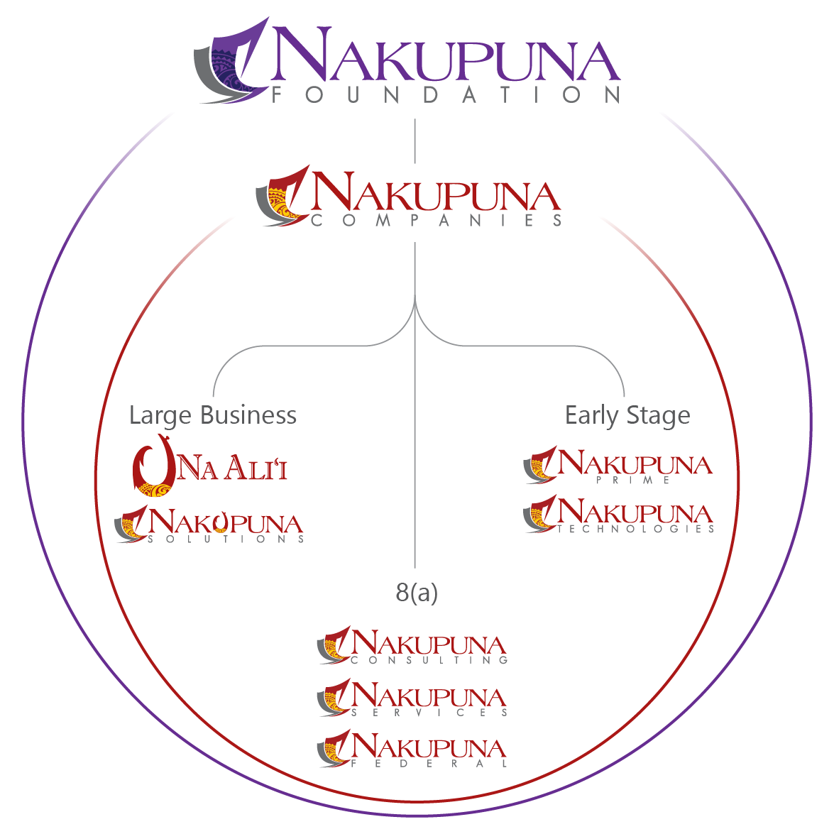 Organization structure image showing the nakupuna family of companies.